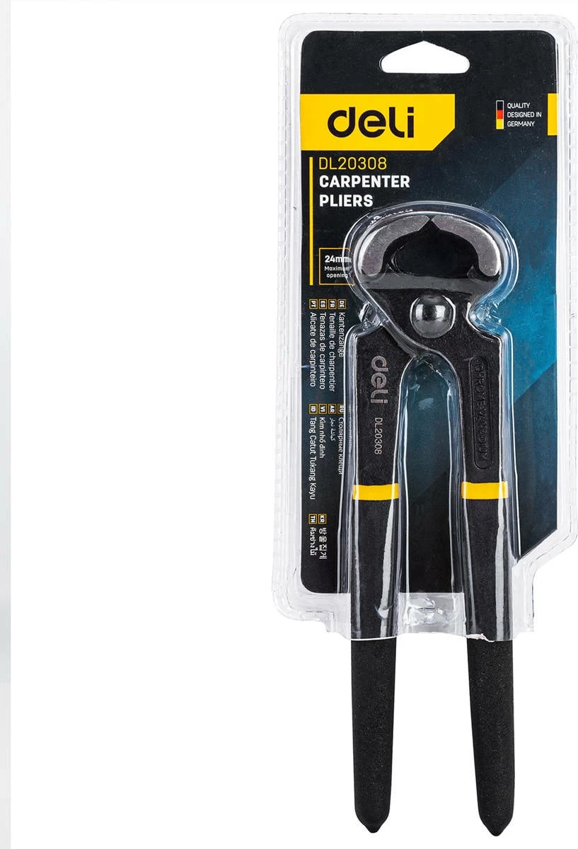 Pincë marangozësh Deli Tools EDL20308, 8", e zezë