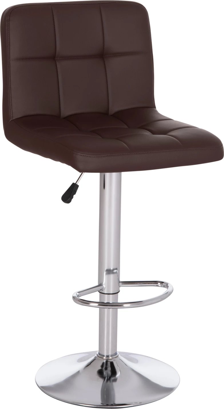 Karrige për bar rrotulluese DIANA, lëkurë PU kafe, metal krom, 44x52x109cm, set prej 2 copash