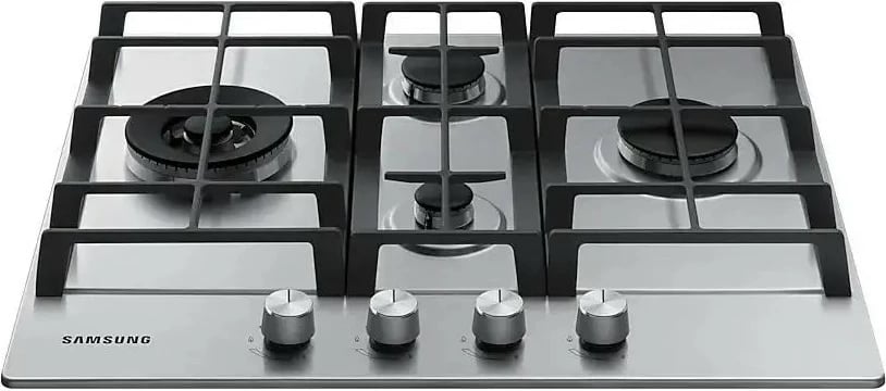 Pianurë gazi e inkastruar, Samsung NA64H3041BS/L1, 4 djegës, 10.3 kW, ndezje elektrike, grila gize, mbajtëse Wok, argjendtë Inox