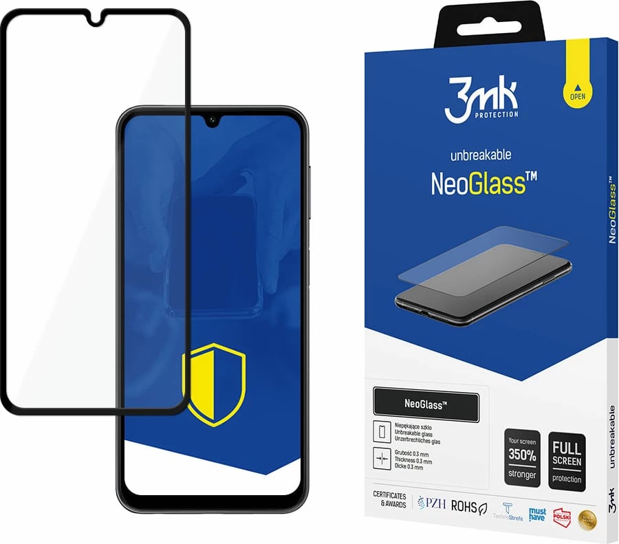 Xham mbrojtës ekranit, 3mk Protection, NeoGlass, për Samsung Galaxy A25 5G, mbulim i plotë, 8H, deri 350% më i fortë, i zi, set me aksesorë instalimi