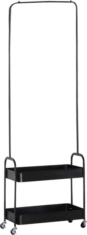 Raf garderobe metalik, ngjyrë e zezë, 56x31x152 cm