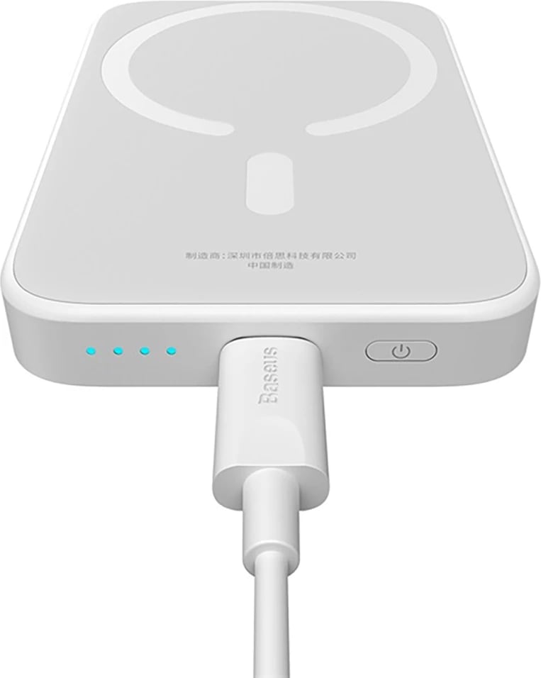 Powerbank Baseus Magnetic Mini Air PPCXM06A, 6000mAh, 20W, MagSafe, me kabllo USB-C, Bardhë
