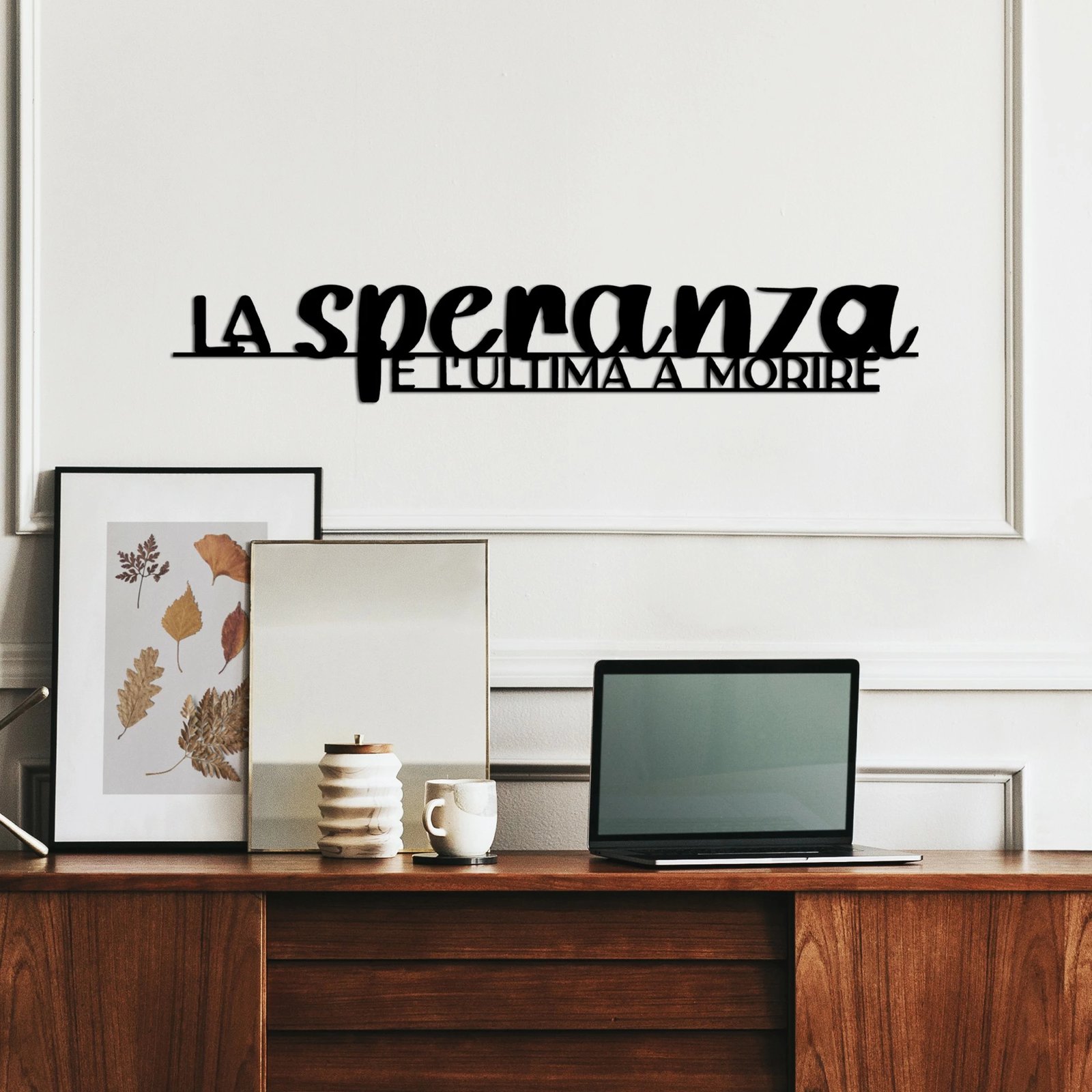 Aksesor dekorativ metalik për mur, Wallity La Speranza 1, ngjyrë e zezë, 86x14cm