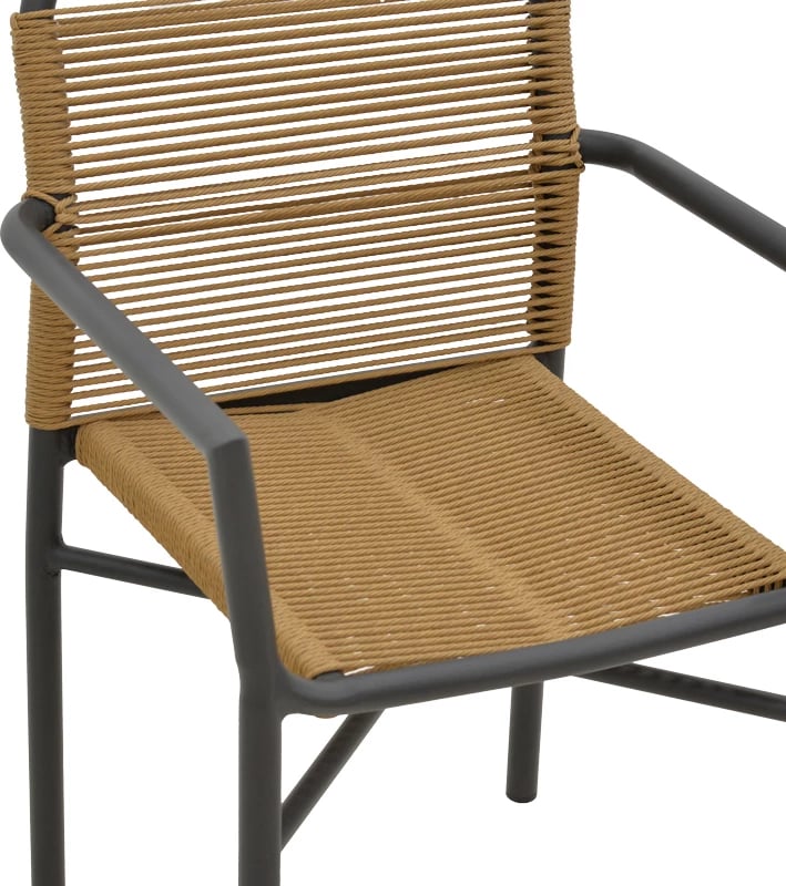 Set tavoline me karrige për terasë Kliton-Clutch, alumin, ngjyrë antracit-natyrale, 80x80x74cm, 5 copë