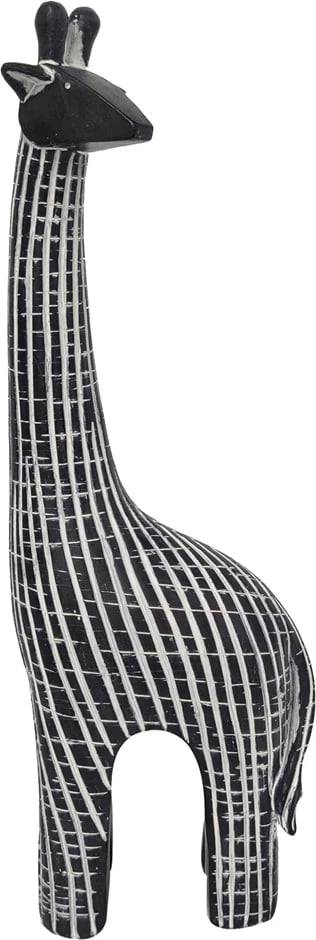 Dekor gjirafë KAMILO, polirezine, e zezë-bardhë, 12x7x36cm