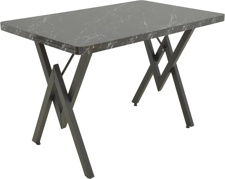 Tavolinë Vertex, efekt mermeri e zi, këmbë metalike të zeza, 110x70x72cm