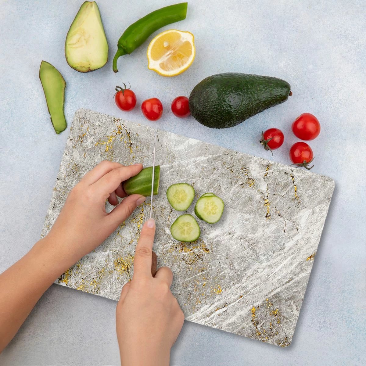 Dërrasë prerëse Hermia, xham i temperuar, shumëngjyrëshe, 30x40cm