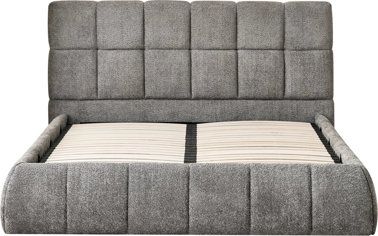 Krevat dopio EDDY, boucle gri, me hapësirë për depo, FH731.01, për dyshek 160x200cm