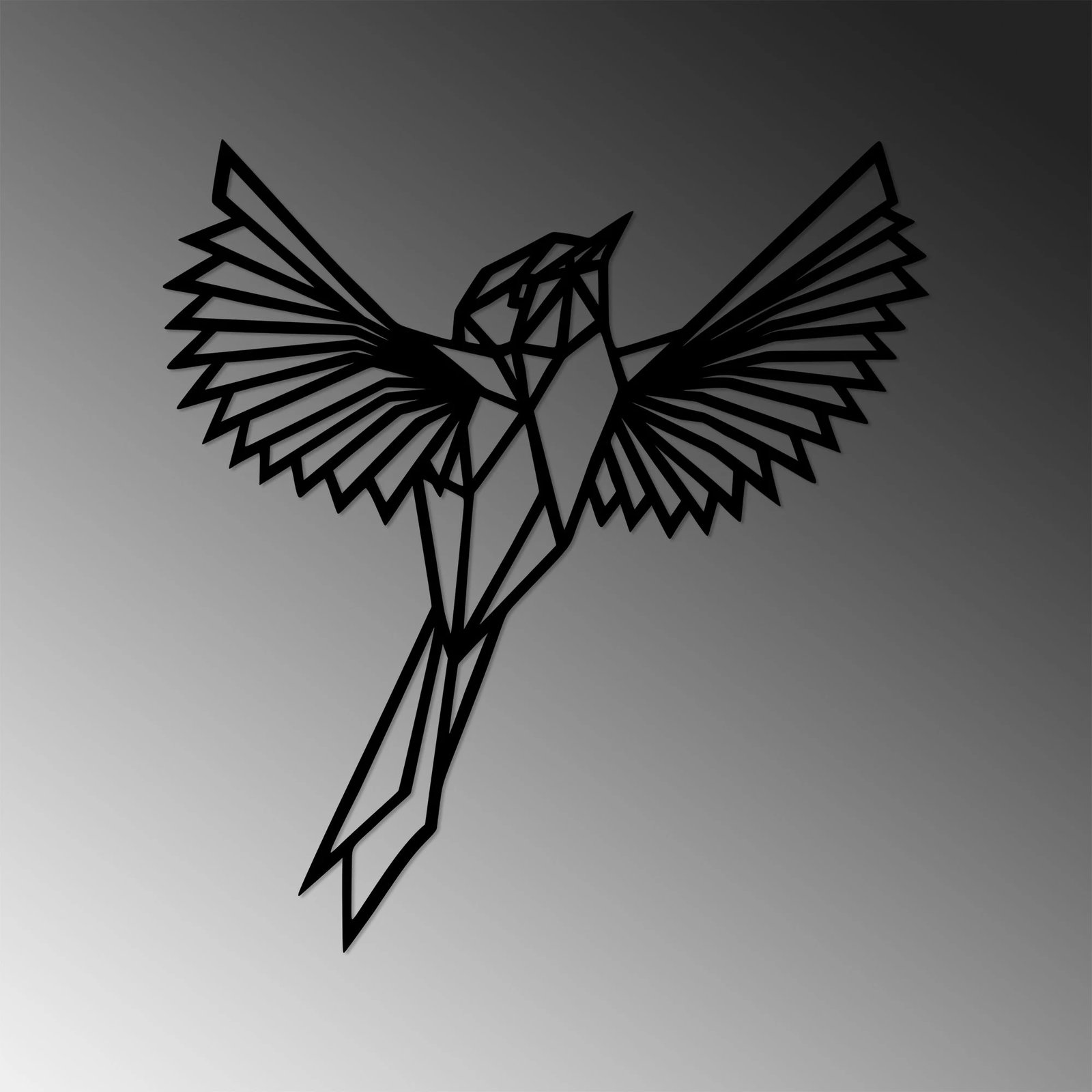 Aksesor dekorativ metalik për mur, King Bird, Wallity, 70x75cm, ngjyrë e zezë