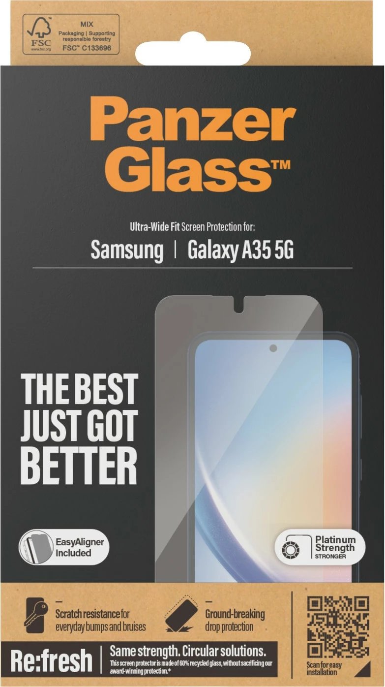 Mbrojtës ekrani PanzerGlass për Samsung A35 5G, transparent