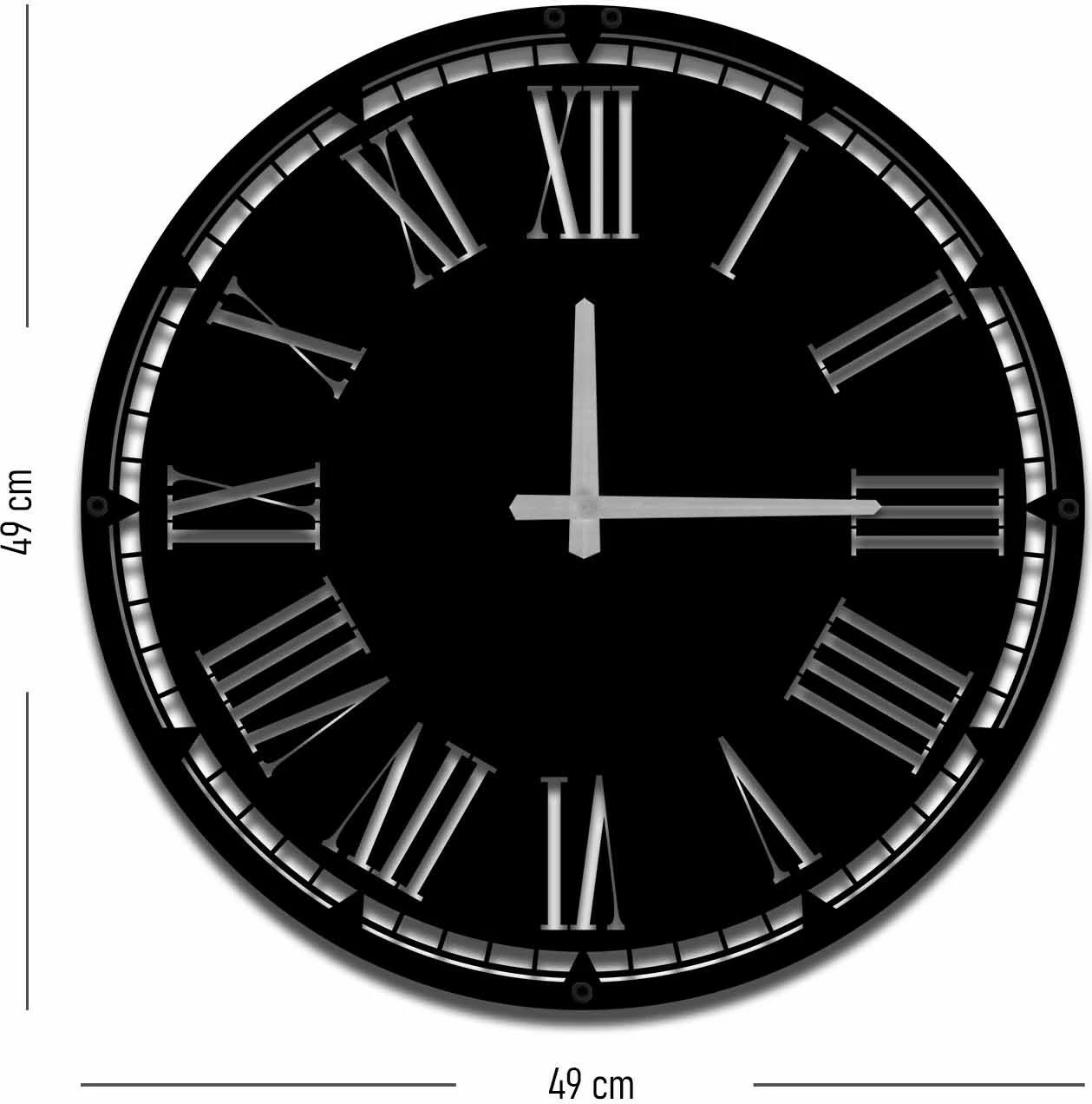 Orë muri dekorative metalike Wallity, MTS - 007, e zezë, 49x49cm
