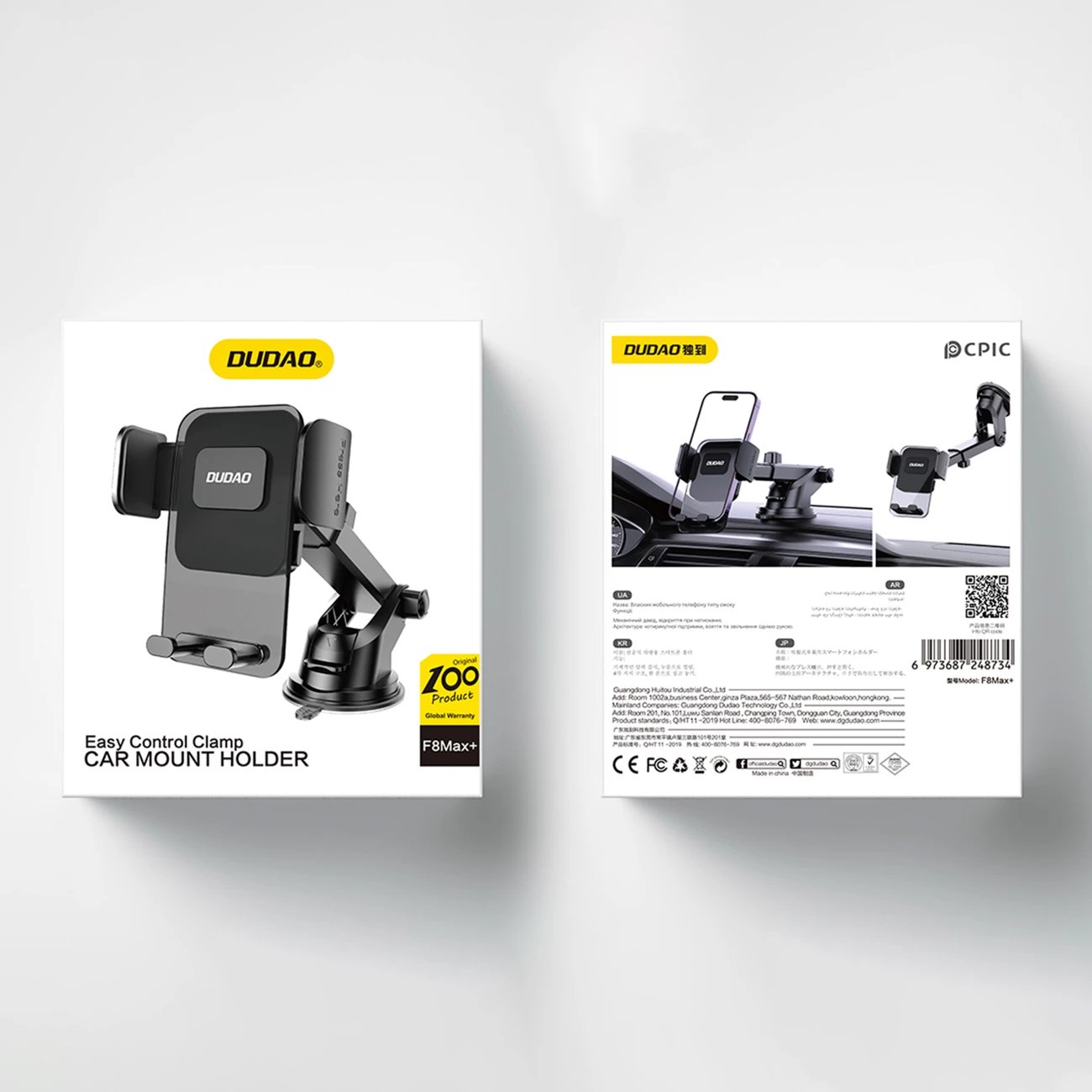 Mbajtës telefoni për veturë Dudao F8Max+, i zi, për panel ose xham