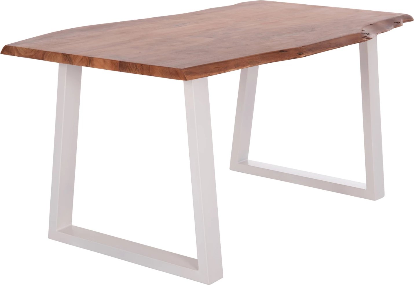 Tavolinë ngrënieje Montana, dru akacie, këmbë të bardha, 160x90x77cm