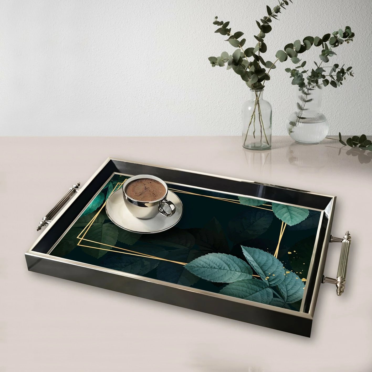 Tabaka prej qelqi, dizajn Aberto, TPG9774, shumëngjyrëshe, 50x29x3.5 cm