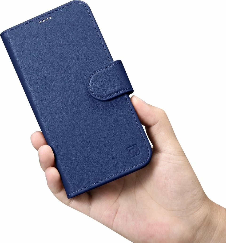 Mbështjellës iCarer Wallet Case 2in1 për iPhone 14, lëkurë natyrale, Anti-RFID, Blu