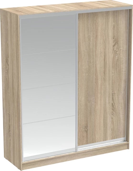 Dollap me dy dyer rrëshqitëse, pasqyrë, ngjyrë sonoma, 180x60x220cm