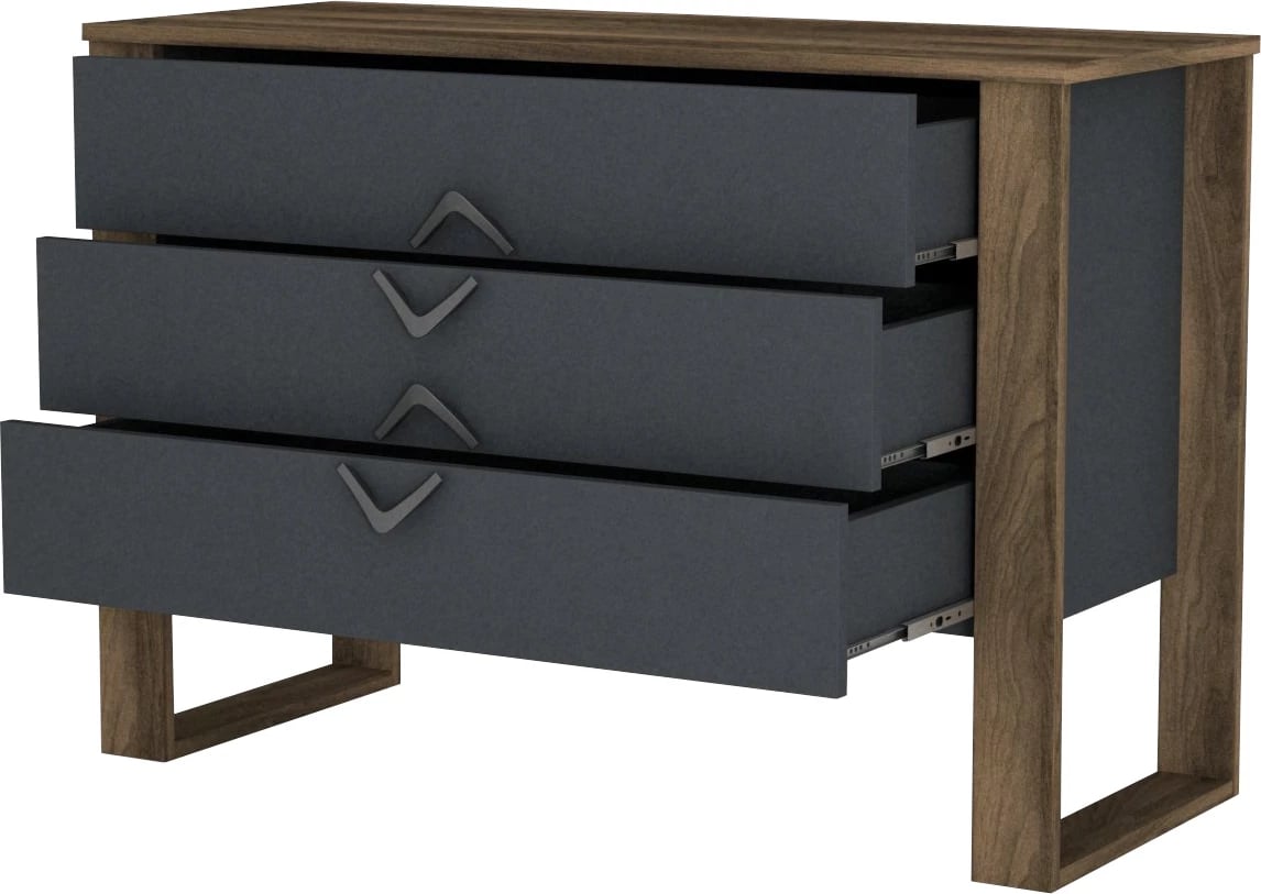 Komodë Hanah Home, Bumerang, ngjyrë arrë dhe antracit