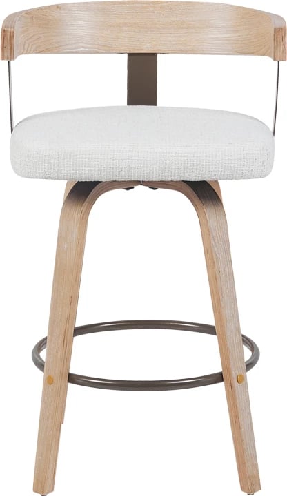 Karrige për bar rrotulluese Anesy, dru, metal, stof bezhë, 54x50x85cm