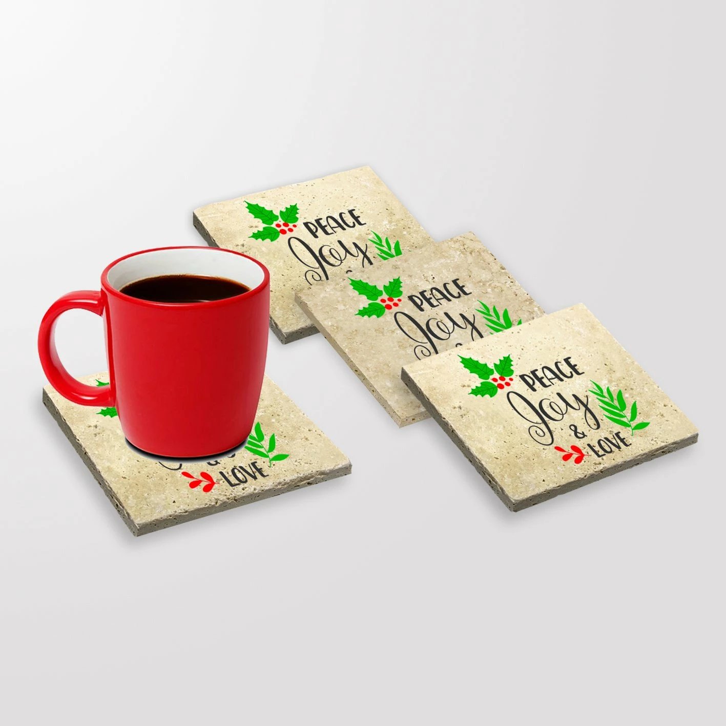 Set katror nënfilxhanësh prej guri natyral, shumëngjyrësh, Hermia, TBA122384, 4 copë