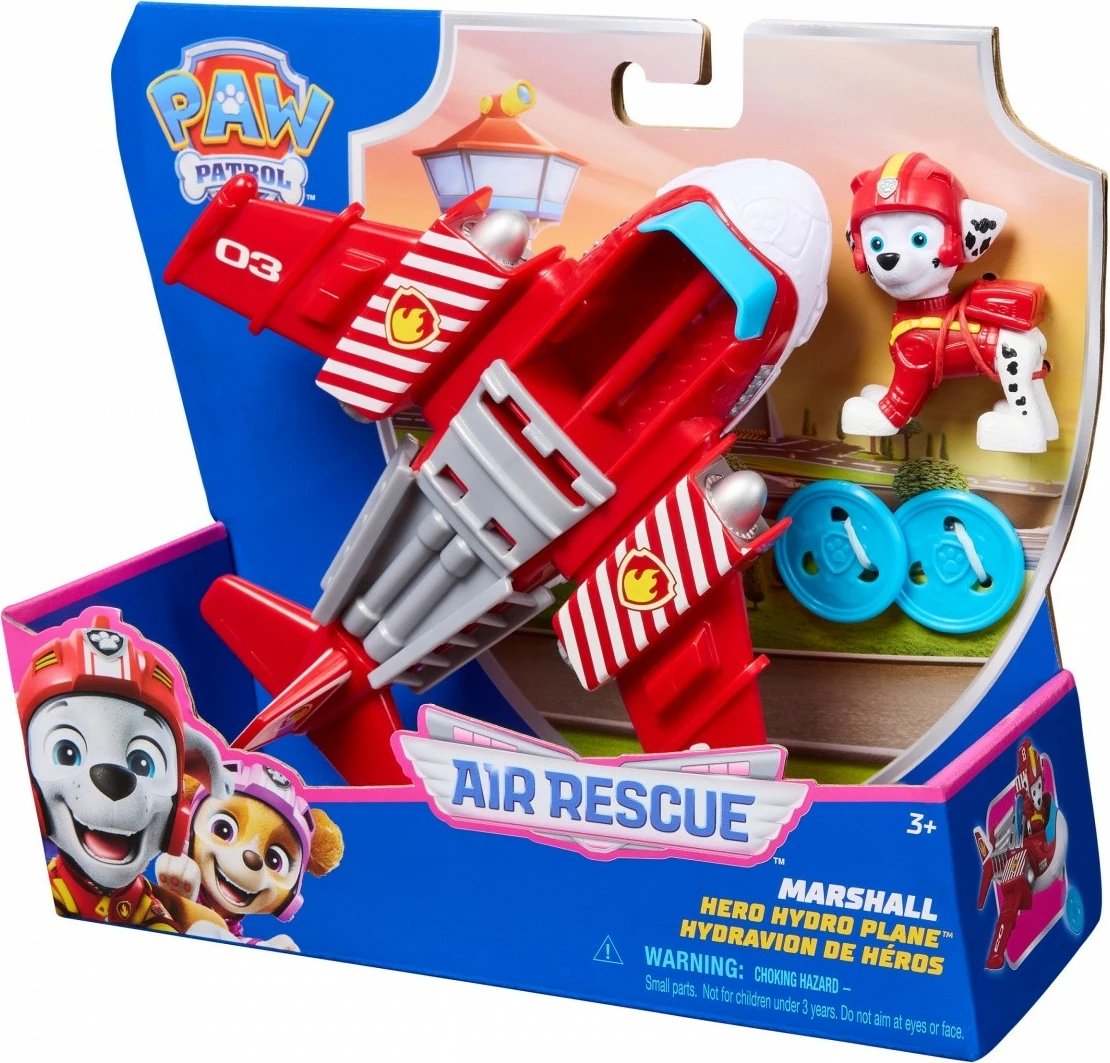 Lodër Paw Patrol Spin Master Marshall Air Rescue, me aeroplan, për fëmijë, Kuqe/Bardhë/Gri