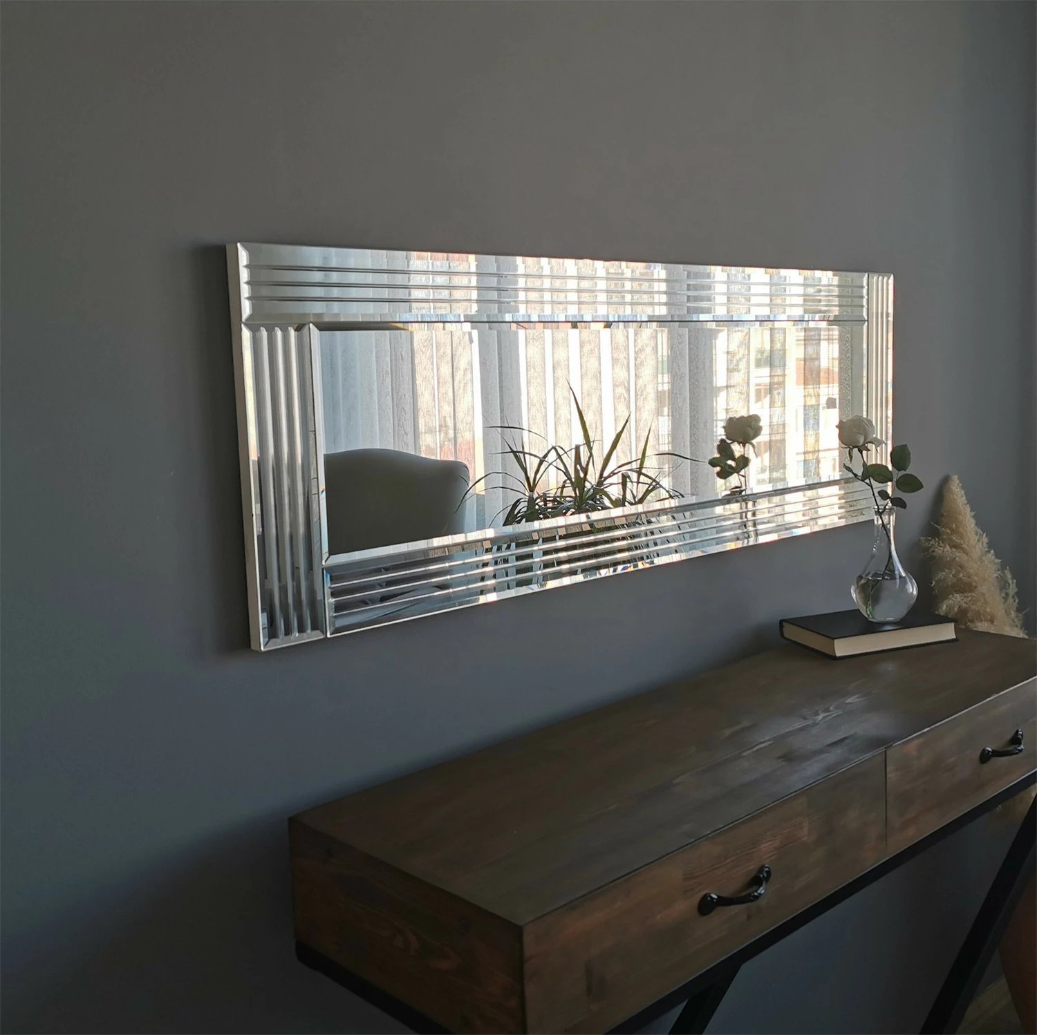 Pasqyrë moderne Hanah Home, A303Y, ngjyrë argjendi