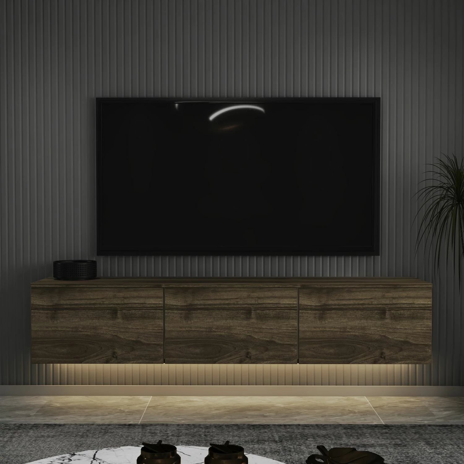 Komodë TV Skye Decor, ngjyrë arre, Neon