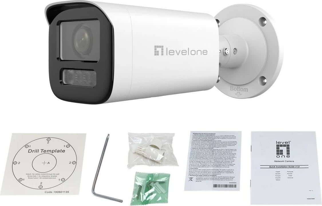 Kamerë IP LevelOne GEMINI Zoom, 2-MP, Zoom, H.265, e bardhë
