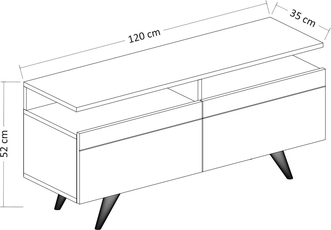 Komodë TV Hanah Home, Berlin 120, e bardhë dhe lis