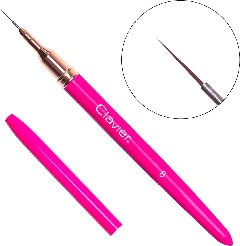 Furçë për detaje thonjsh Clavier Magenta 8mm #2 për femra, 1 copë