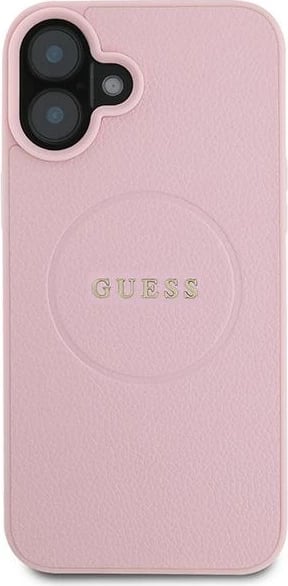 Mbështjellës Guess Grained Gold Ring MagSafe për iPhone 16 Plus, Rozë