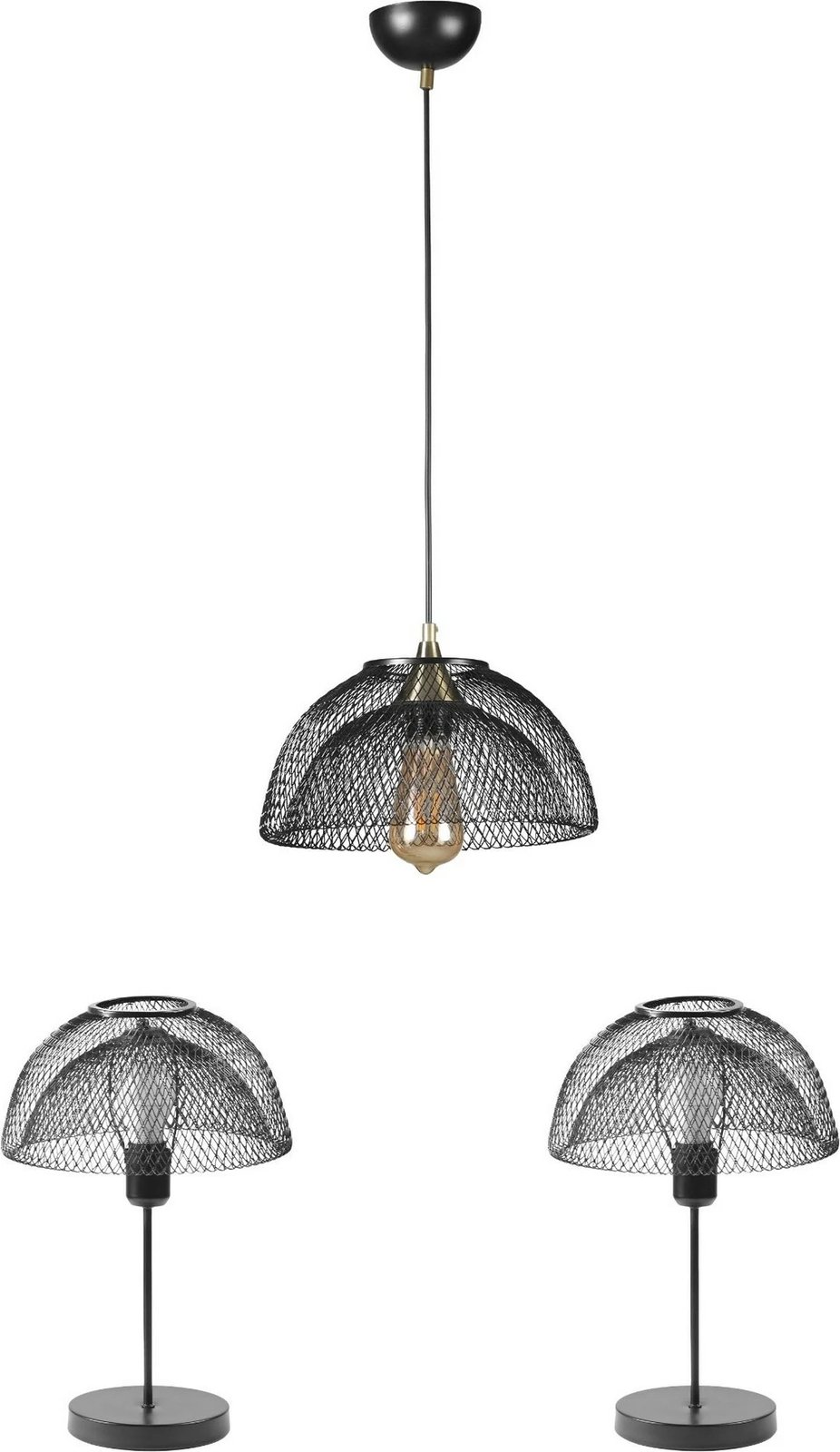 Set llambë tavani dhe llamba tavoline, ngjyrë e zezë, Opviq, 8871-5