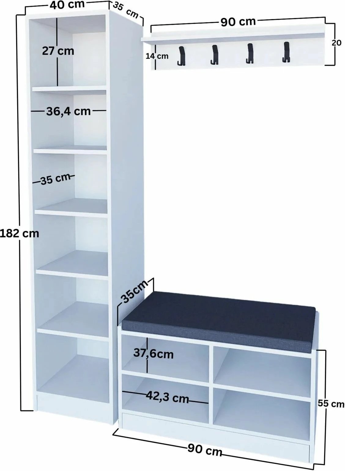 Set për korridor, ngjyrë e bardhë, Skye Decor, Lucas 1600-54