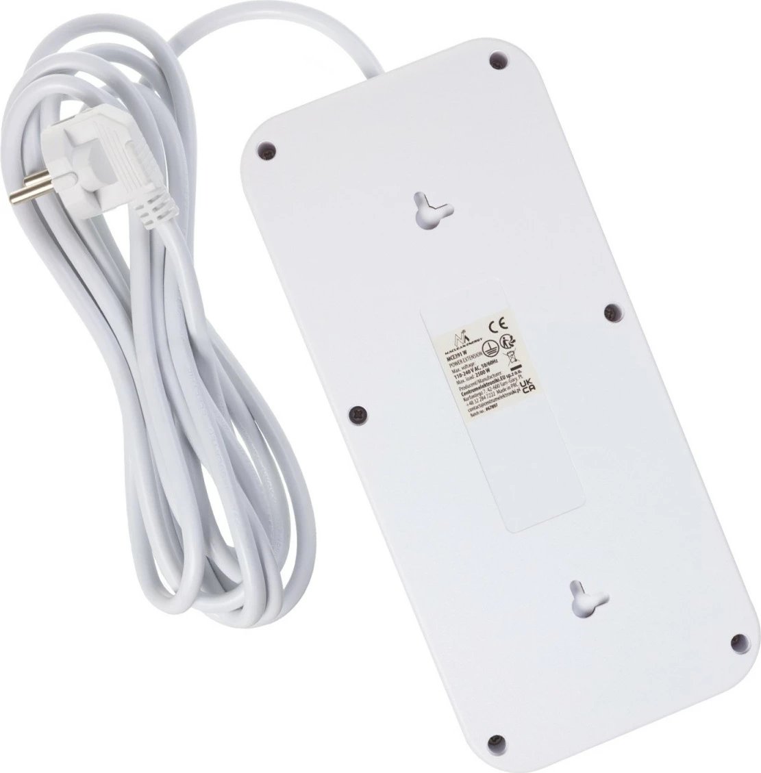 Zgjatues elektrik Maclean MCE391 W, 6x Schuko, 4x USB-A + 1x USB-C, 2500W, 110-240V 50/60Hz, kabllo 3 m, me ndërprerës, e bardhë