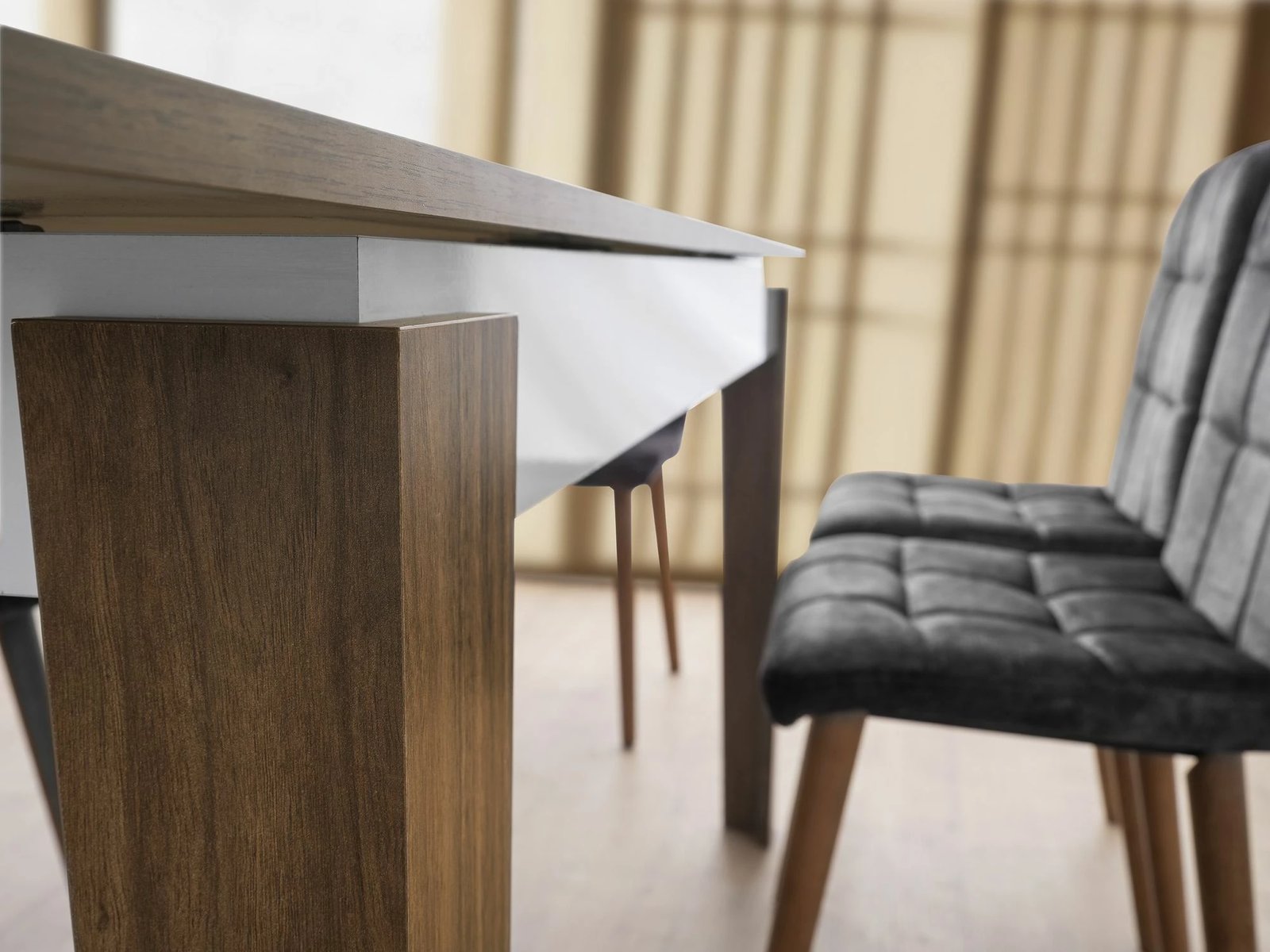 Tavolinë ngrënie me zgjatje, ngjyrë arre dhe e bardhë, Skye Decor Cunda - 2981