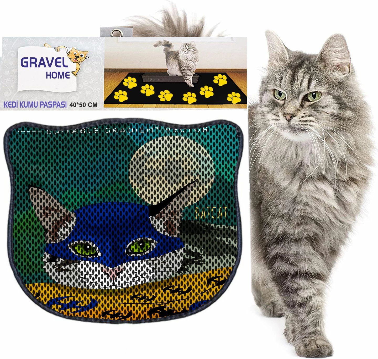 Tapet për rërë mace, shumëngjyrësh, Paws & Whiskers, Kdkafa0202