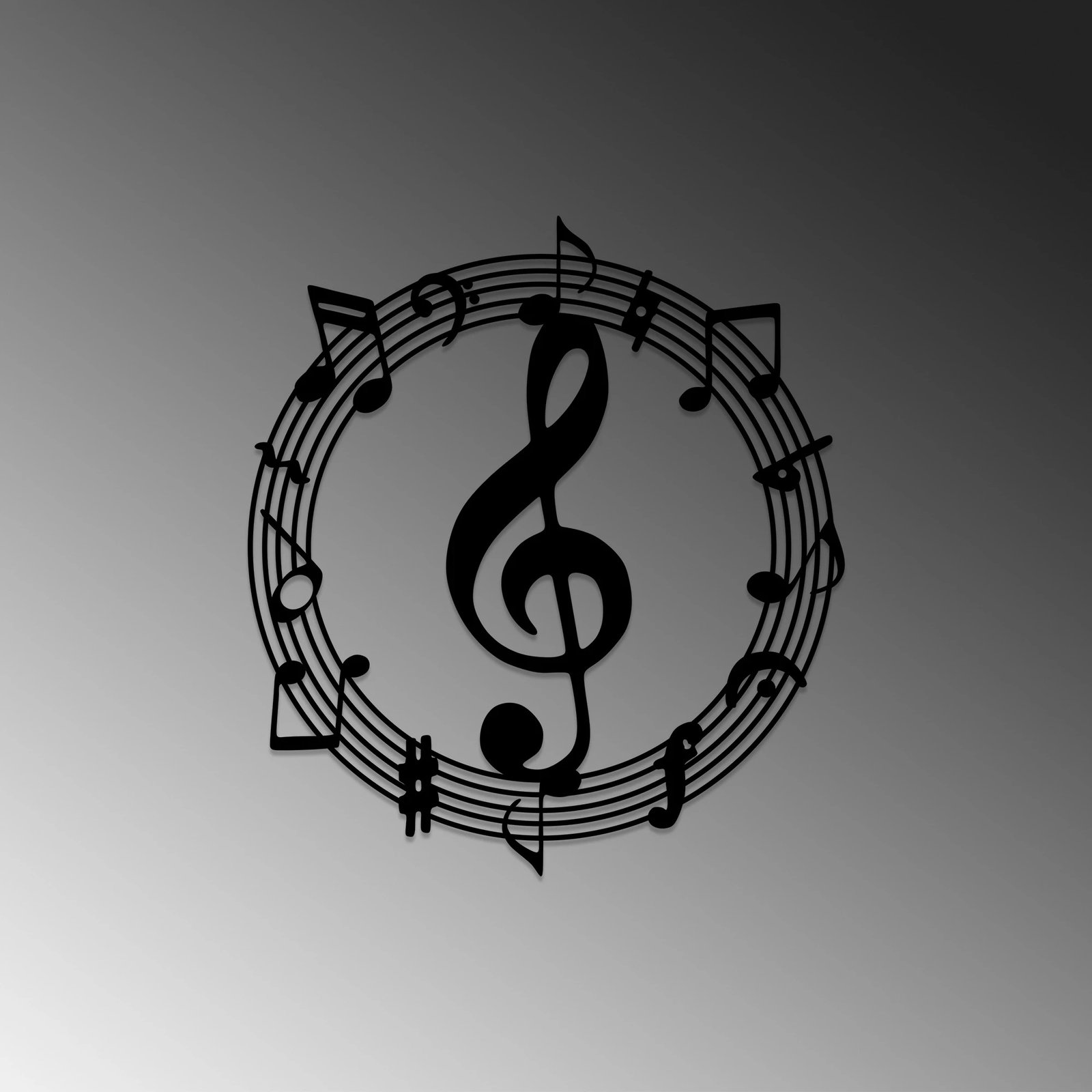 Aksesor dekorativ metalik për mur, motiv muzikor, Wallity, Musical 2