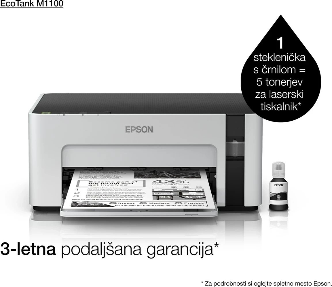 Printer Epson EcoTank M1100, Inkjet, A4, E zezë