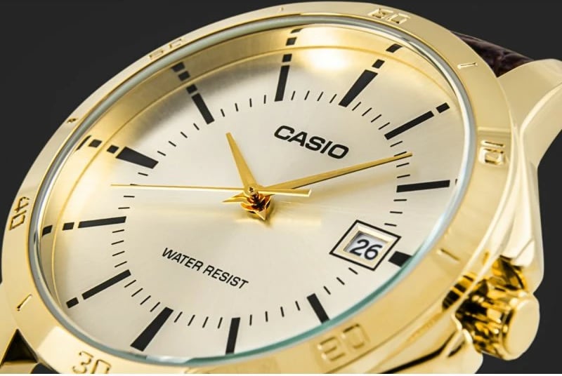 Orë dore për meshkuj Casio, ari/kafe