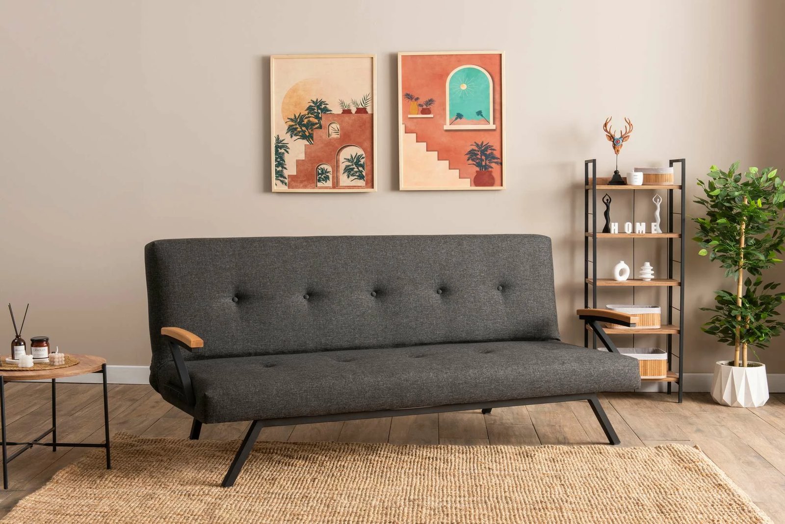 Divan-krevat 3 vende, Atelier del Sofa, Zven, ngjyrë gri e errët