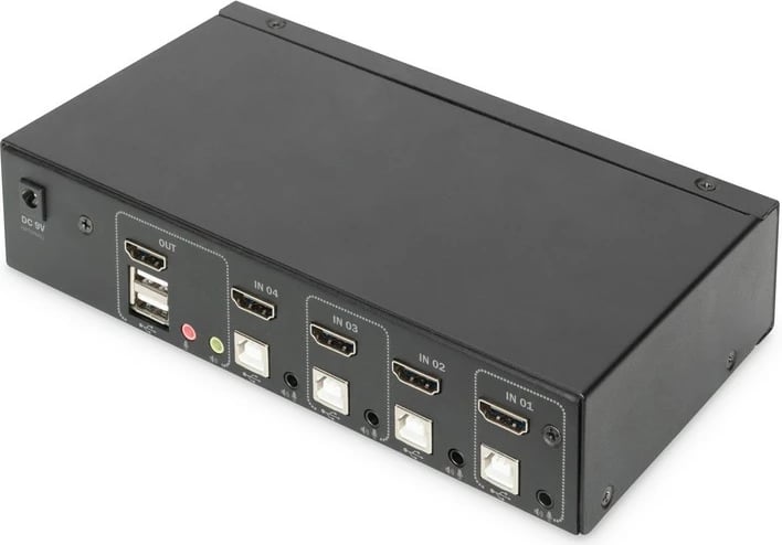 Switch KVM Digitus DS-12880, 4 porta HDMI, 4K, Metalik