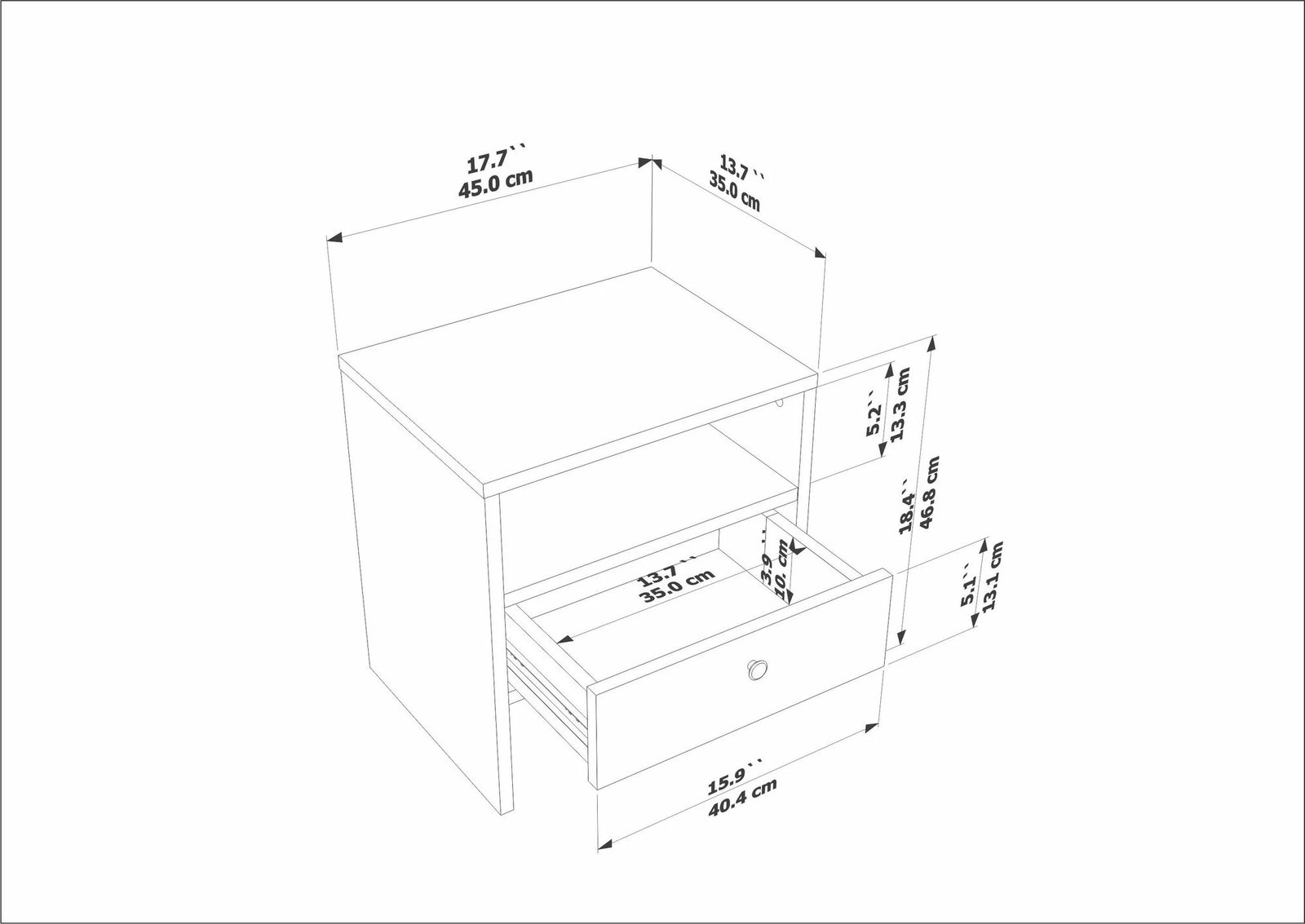 Komodinë natës Skye Decor, Nova, e bardhë