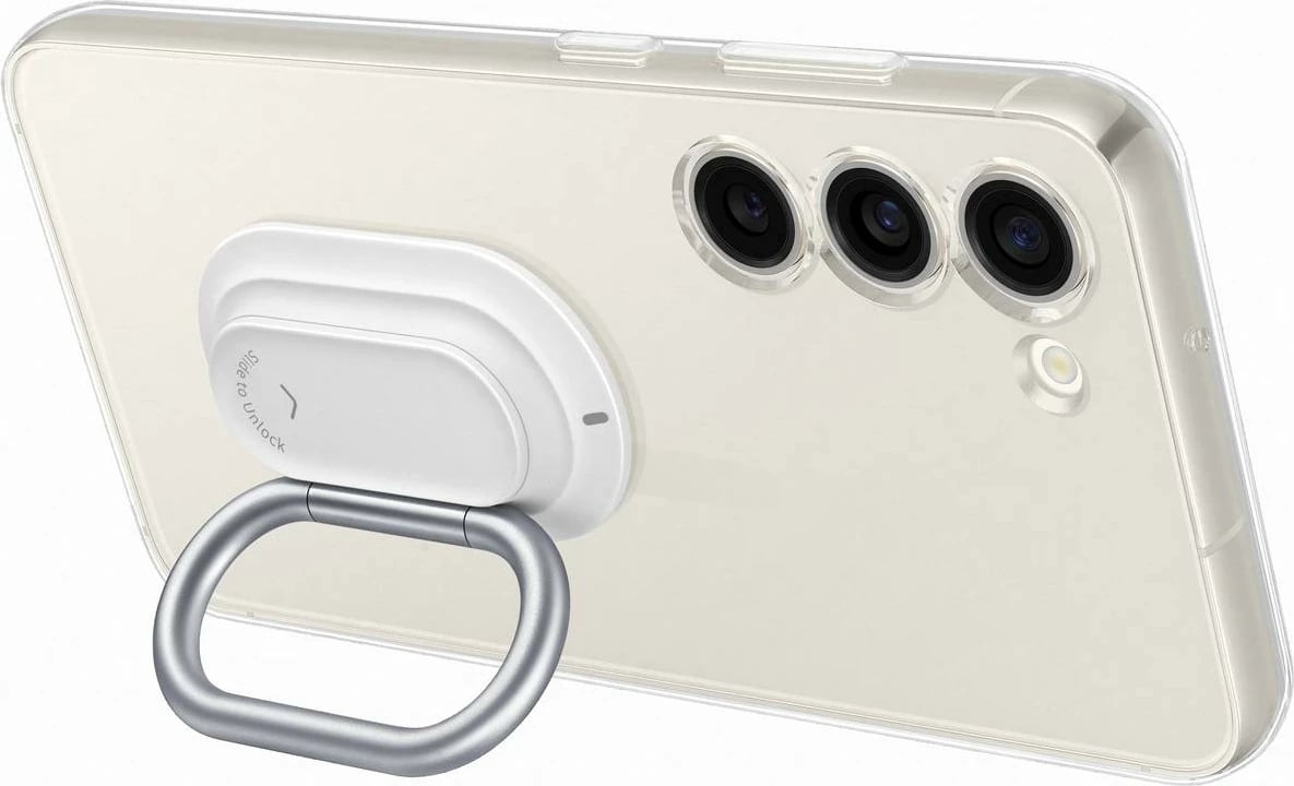 Mbështjellës Samsung Clear Gadget Case për Galaxy S23, me mbajtëse gishti dhe qëndrim, Transparent