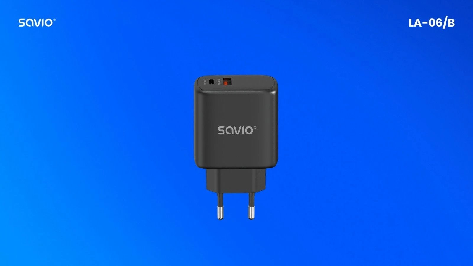 Karikues rrjeti Savio LA-06/B, 30W, Quick Charge 3.0, Power Delivery 3.0, 2 porta, i zi