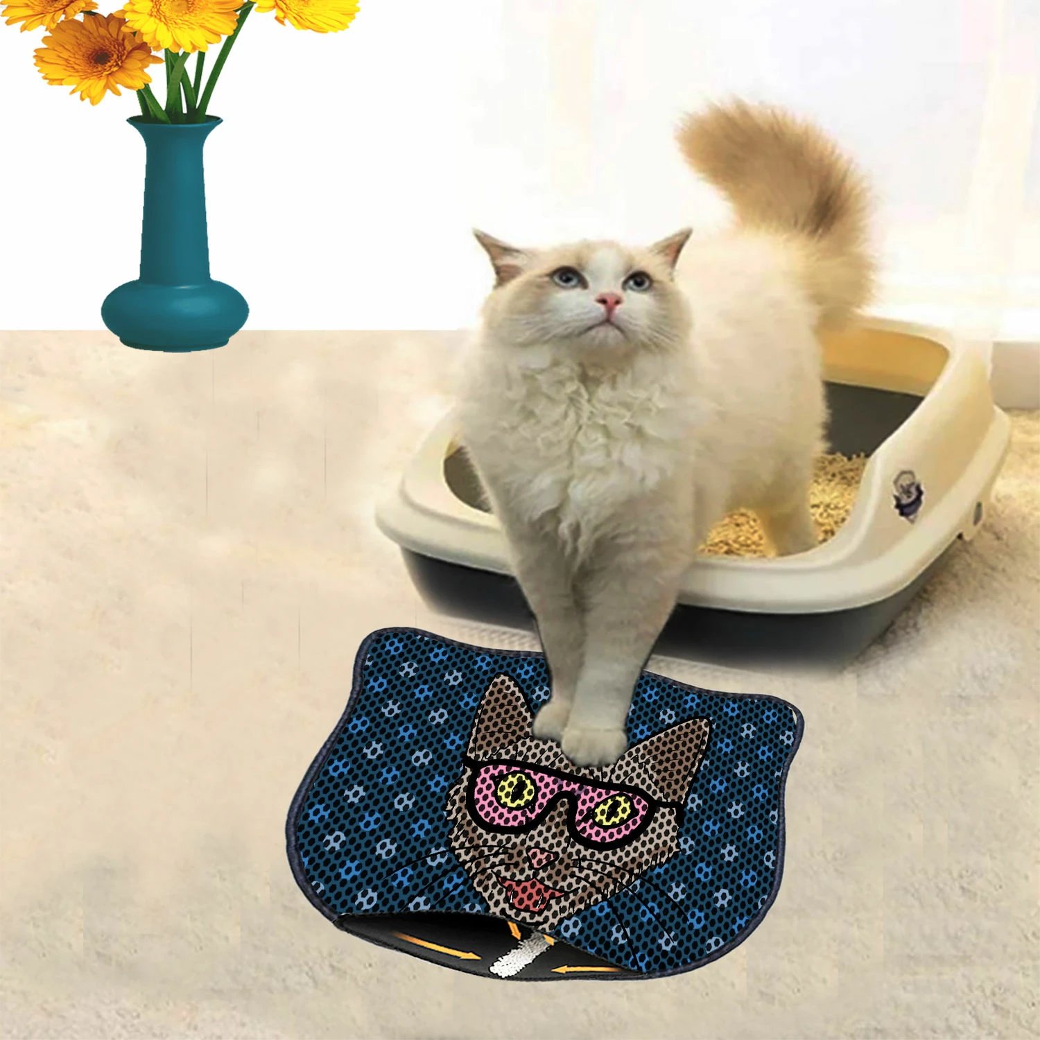 Tapet për rërë mace, shumëngjyrësh, Paws & Whiskers, Kdkafa0188, 40x50cm