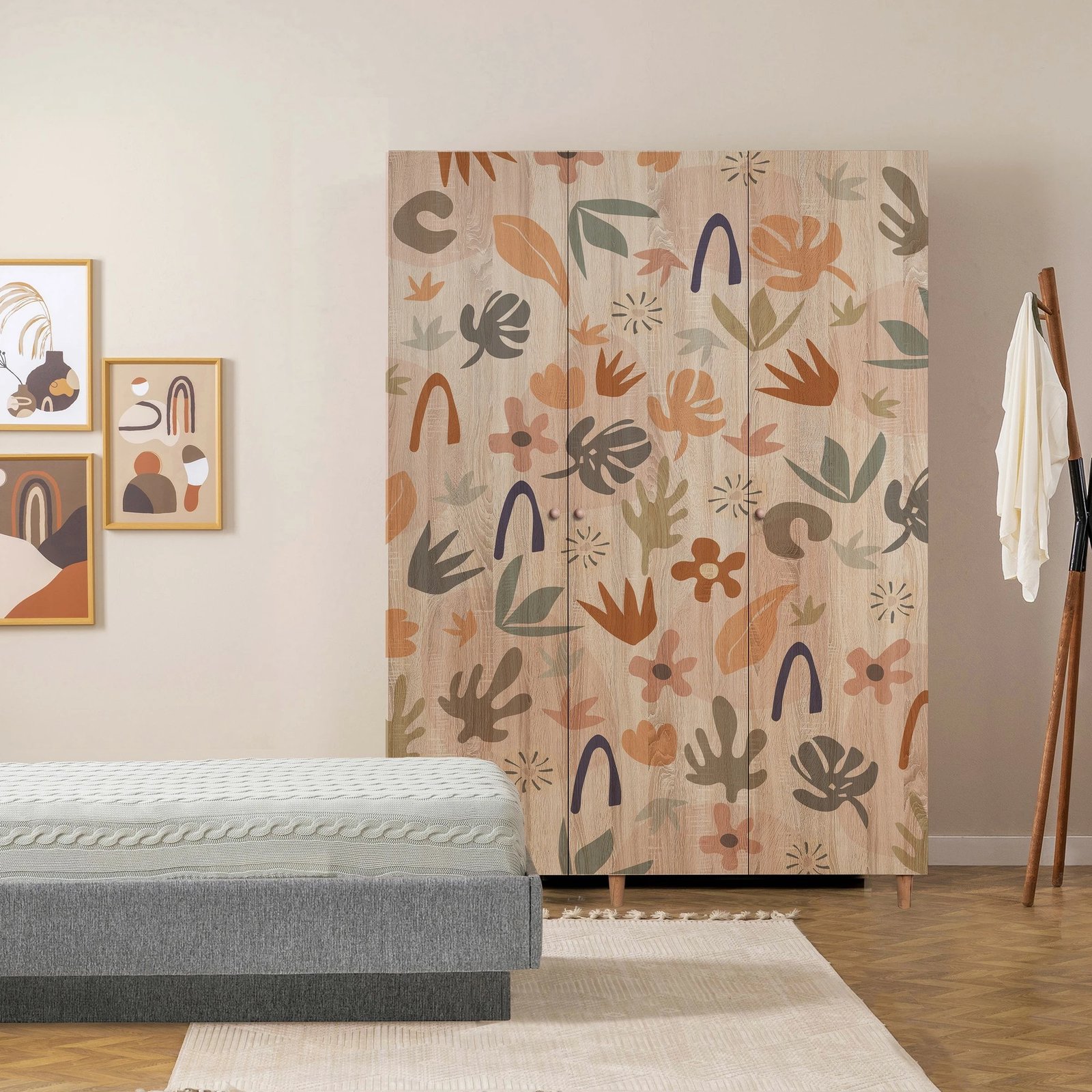 Dollap Lena 3, dekor Skye, ngjyrë sonomo, 135x192x52cm