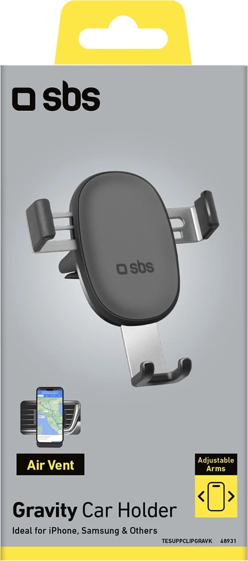 Mbështjellës për celular SBS TESUPPCLIPGRAVK, për grilë ajri, gravitacional, i zi