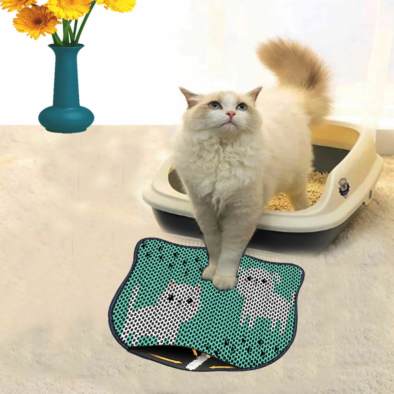 Tapet për rërë mace, shumëngjyrësh, Paws & Whiskers, Kdkafa0217, 40x50cm