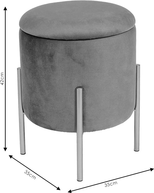 Karrige për bar Creativity, kadife gri-ari, D35x42cm