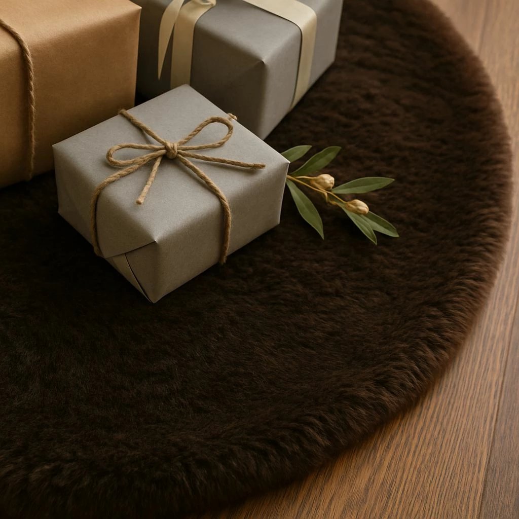 Qilim për pemë të Vitit të Ri, Evila Originals, ngjyrë kafe, 150x150cm, 8 shirita