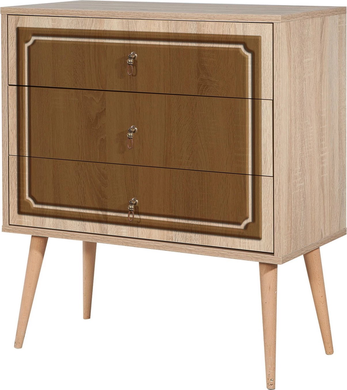 Komodë Skye Decor, Trio - 622, ngjyrë lisi Sonoma